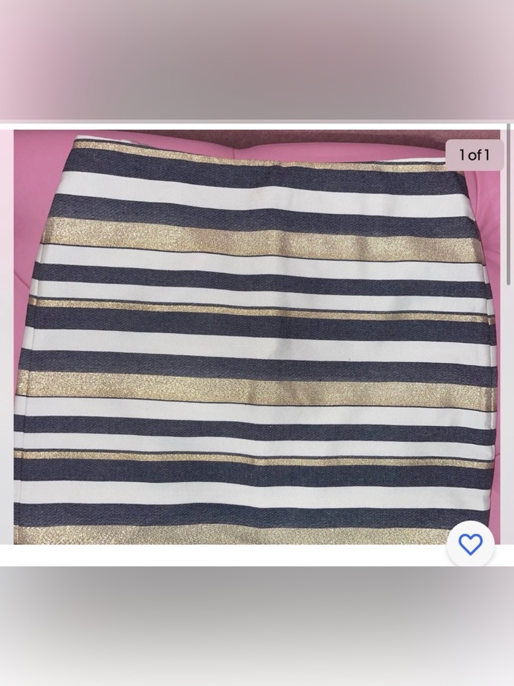J. Crew Factory denim, Gold & White Striped Mini Skirt